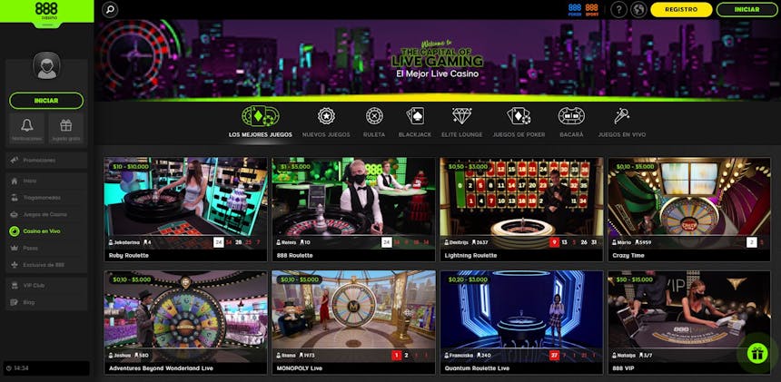 Juega en compañía de un croupier real e ingresa en tus mesas preferidas en 888casino